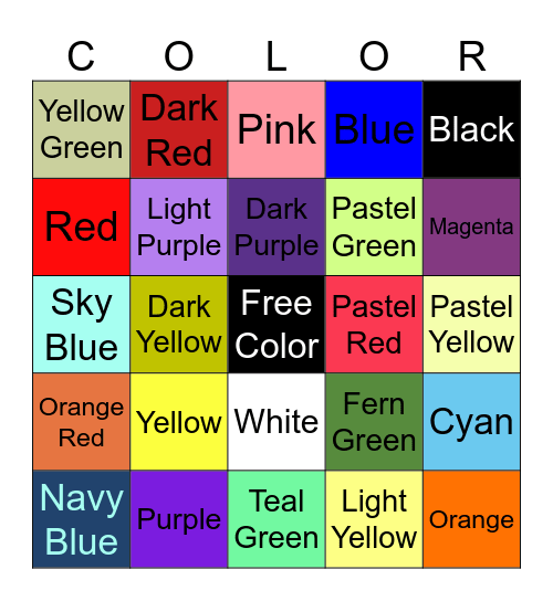 Colors Bingo Card