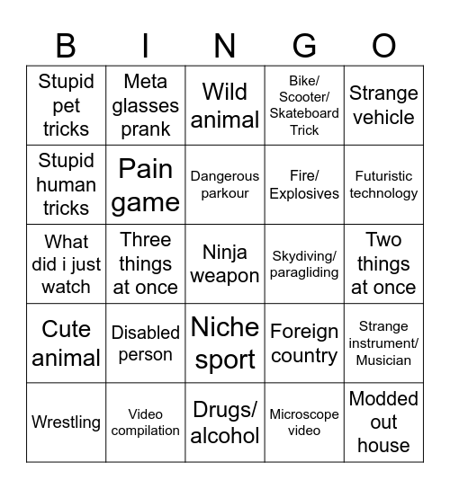 UPDATED Facebook Reels Bingo Card