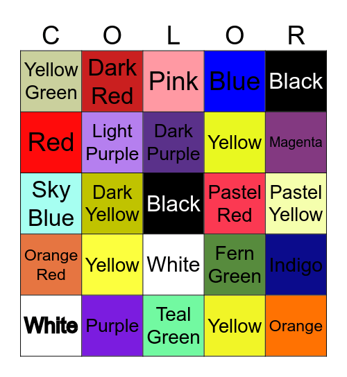 Colors Bingo Card