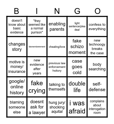 True Cringe with schizo cat Bingo Card