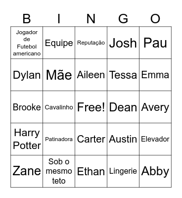ZANE E SADIE Bingo Card