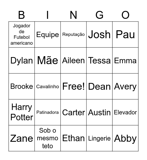 ZANE E SADIE Bingo Card