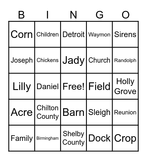 Untitled Bingo Card
