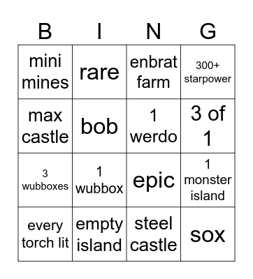 msm bingo Card