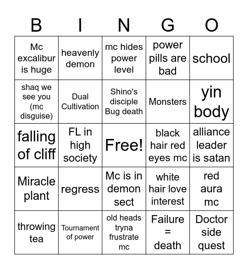 murim bingo Card