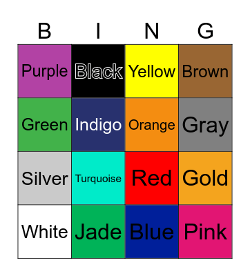 Colors Bingo Card