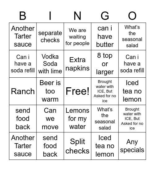 Server Bingo Card