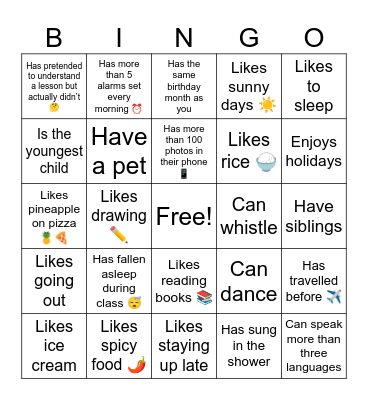 Ice-Breaker Bingo Card