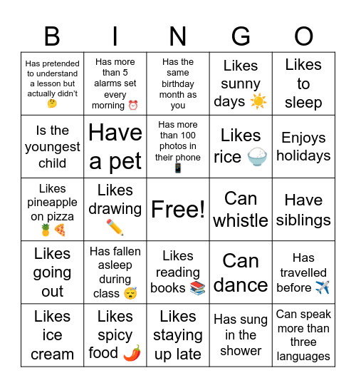 Ice-Breaker Bingo Card