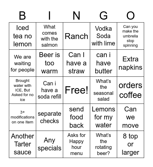 server Bingo Card