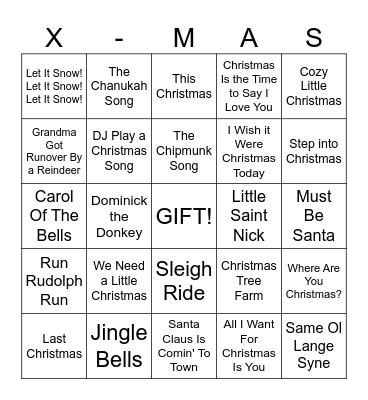 Chrsitmas Coverall Bingo Card
