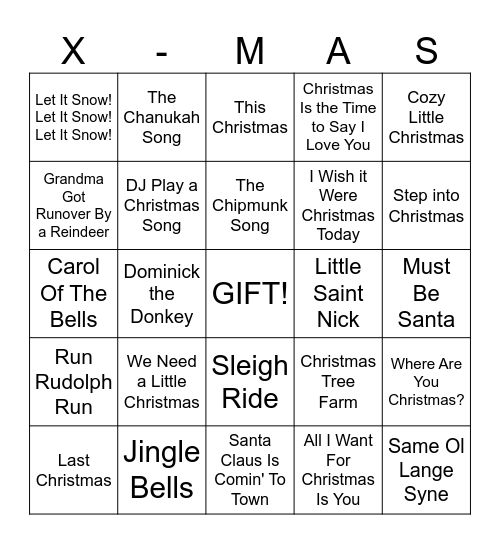 Chrsitmas Coverall Bingo Card