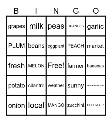 FARMERS MARKET Bingo Card