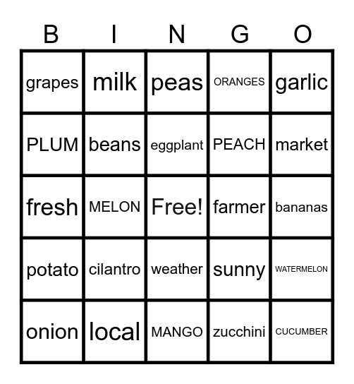 FARMERS MARKET Bingo Card