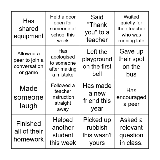 The Clancy Way - Student Edition Bingo Card
