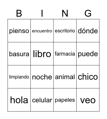 Video Bingo Card