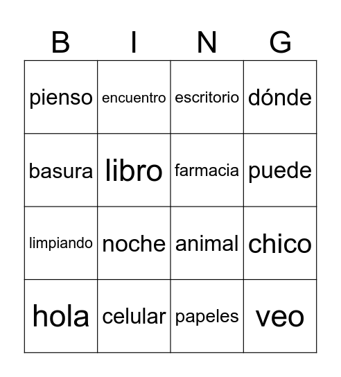 Video Bingo Card