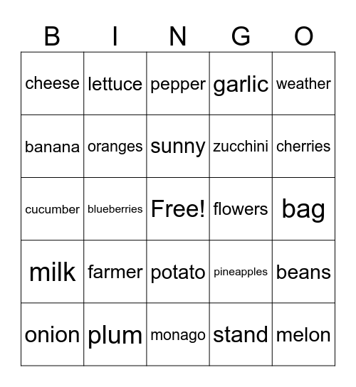 FARMERS MARKET Bingo Card