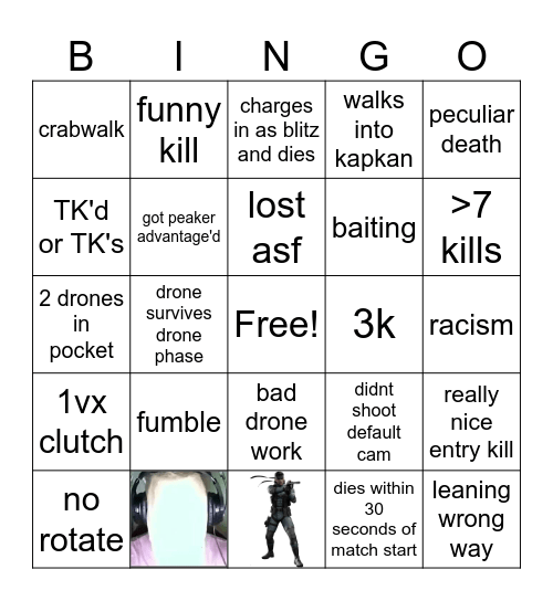 patrick r6 solo q experience Bingo Card