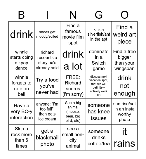 Bincouver Bingo Card