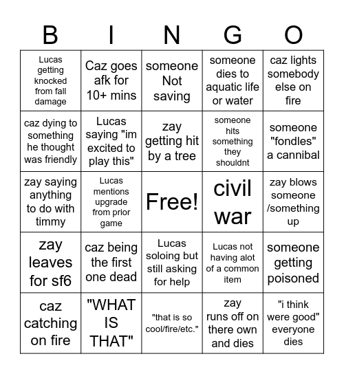 Son Bingo Card