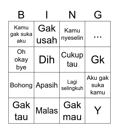 Masih tes Bingo Card