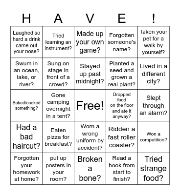 Meeting 25 BRG 2: Have you ever? Bingo Card