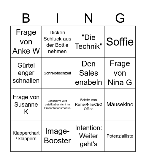 ADVISE BINGO Card