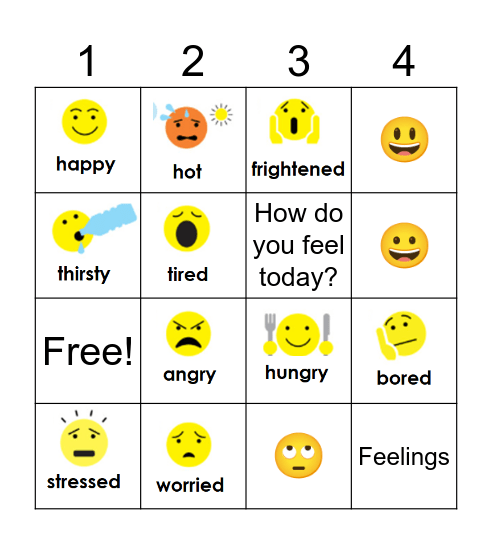 FEELINGS Bingo Card