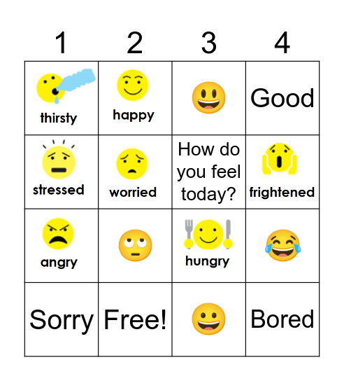 FEELINGS Bingo Card