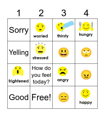 FEELINGS Bingo Card