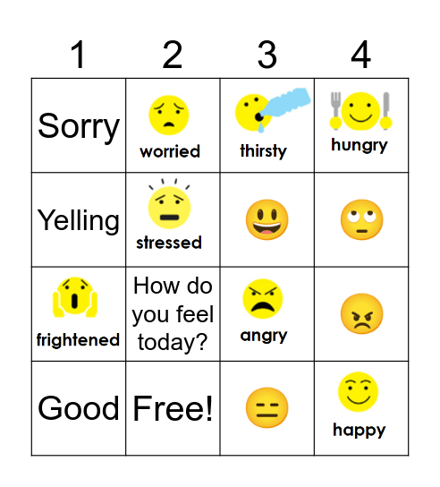 FEELINGS Bingo Card