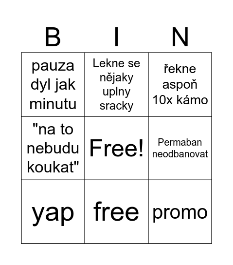 mgfitman video Bingo Card