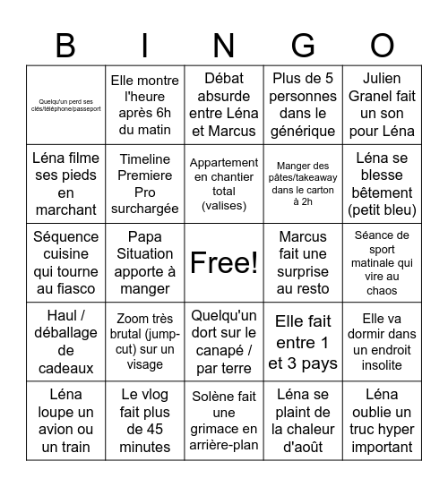 Bingo Blogs d'aout Bingo Card