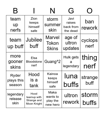 MR Season 9.5 predictions Bingo Card