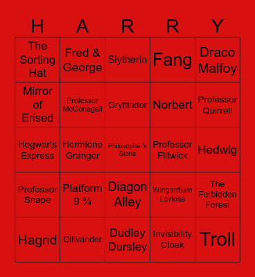 Philosopher's Stone Bingo Card