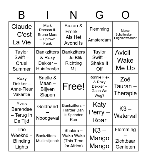 Muziek Bingo spelweek 2026 Bingo Card