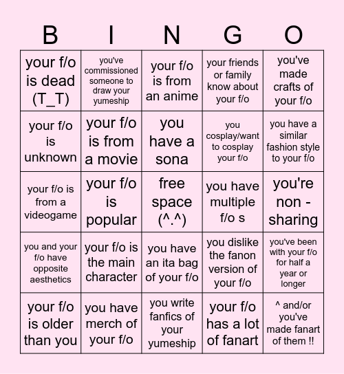 ??? Bingo Card