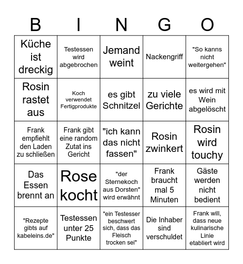 Rosins Bingo Card