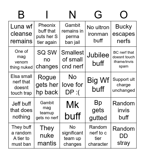 9.5 Bingo Card