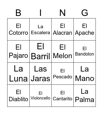 Loteria Bingo Card