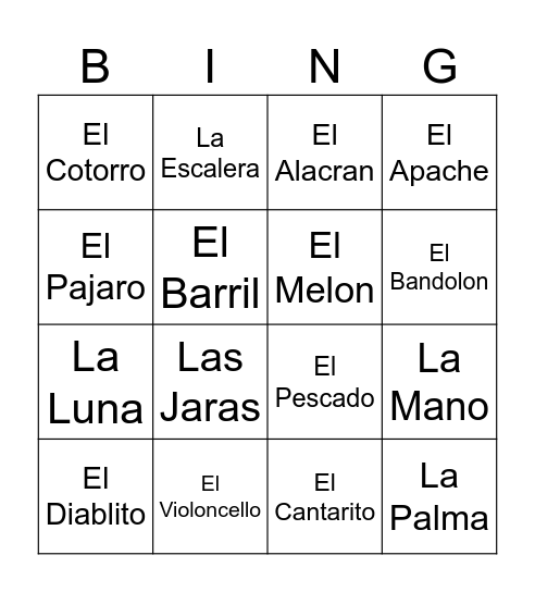 Loteria Bingo Card