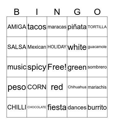 MEXICO Bingo Card