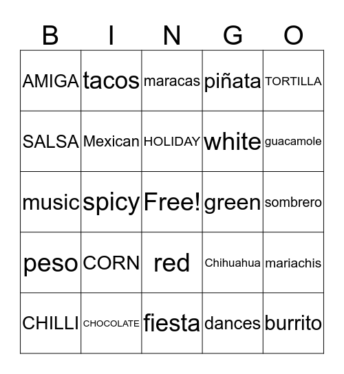 MEXICO Bingo Card