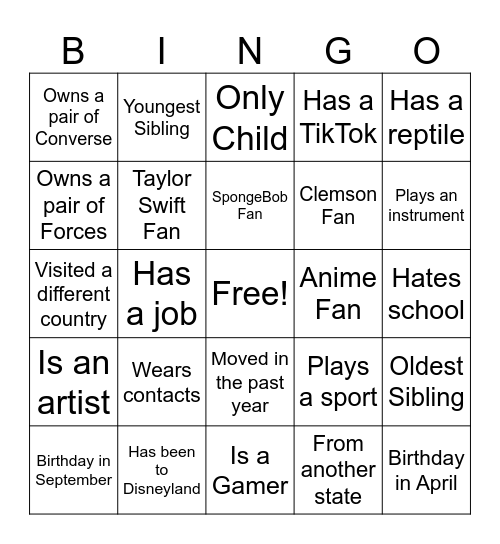 Human Bingo Card