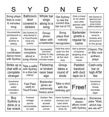 Surviving 32: Fast Passes & Dive Bar Bingo Card