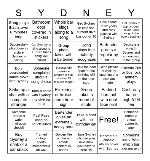 Surviving 32: Fast Passes & Dive Bar Bingo Card