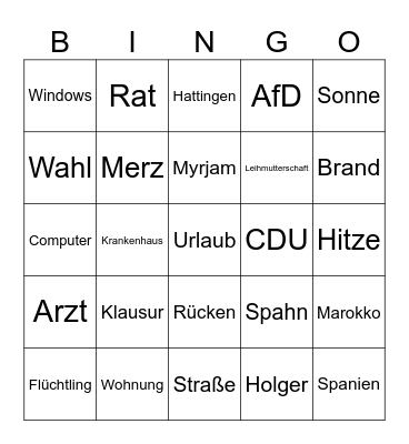 Na Bingo Card