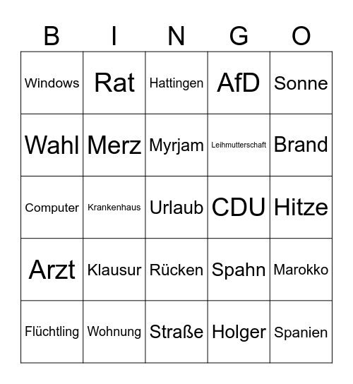 Na Bingo Card