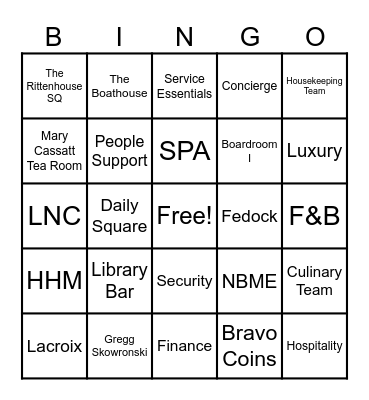 Rittenhouse Bingo Card